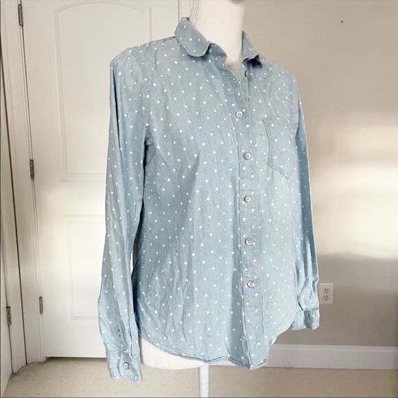 Madewell Chambray Polk Dot Button Down - Picture 4 of 8